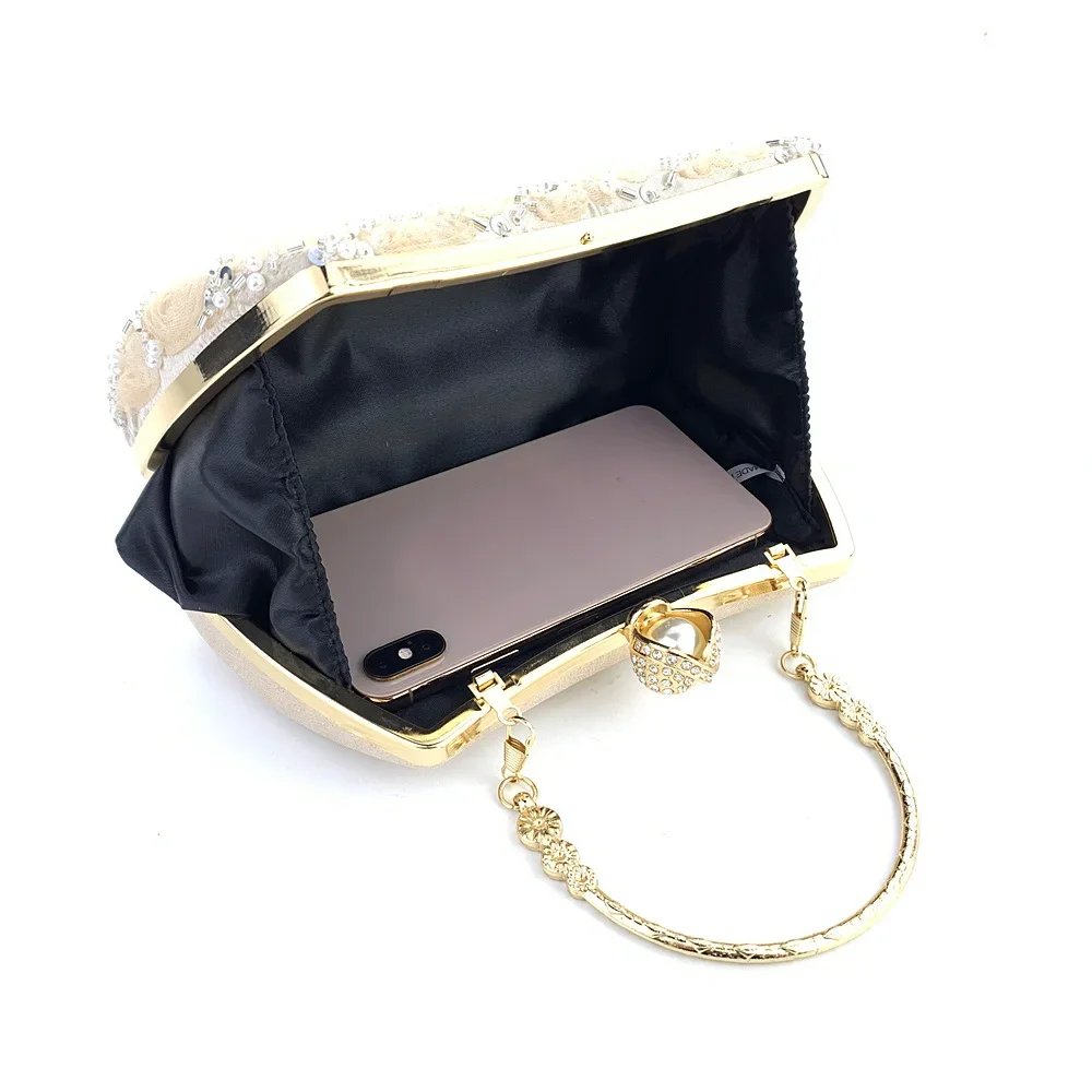 Модная женская сумка ручной работы с цветами и бисером для банкета свадьбы