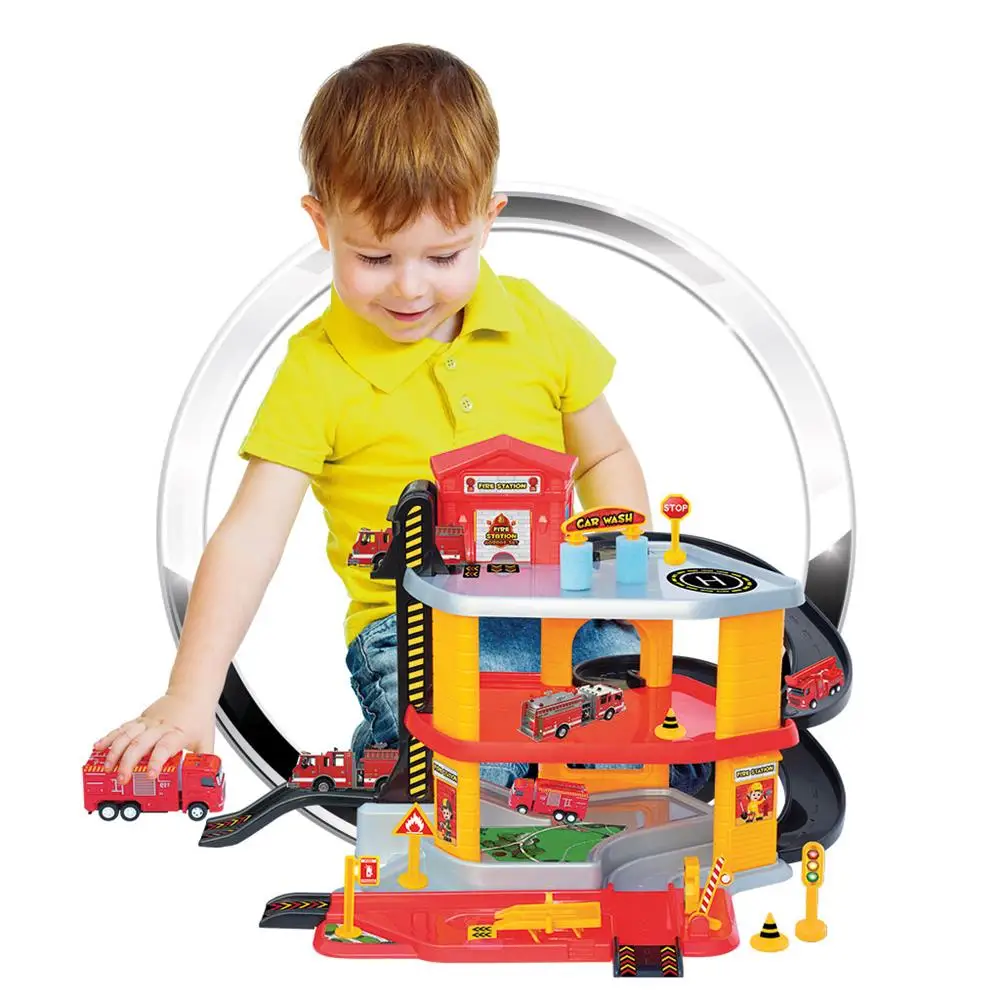 Fen Toys 3-слойный пожарный гаражный игровой набор |