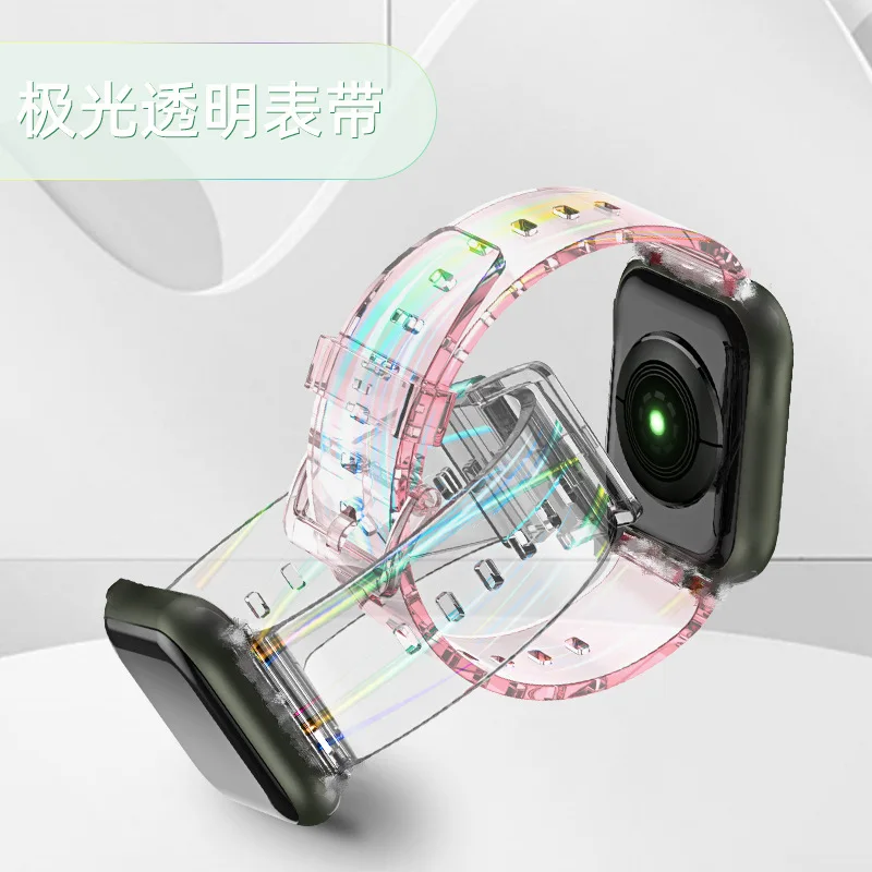

Ремешок полимерный для Apple Watch band 5 4 3 se 6 7, прозрачный браслет для iWatch 42 мм 38 мм, 45 мм 41 мм 44 мм 40 мм