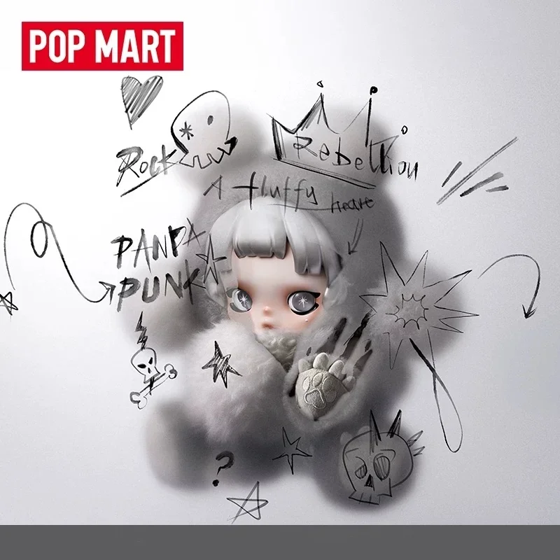 Фото POP MART SKULLPANDA Punk Panda: Серия плюшевых кукол, оригинальная таинственная коробка, игрушки-сюрпризы, фигурки, украшения для дома №2