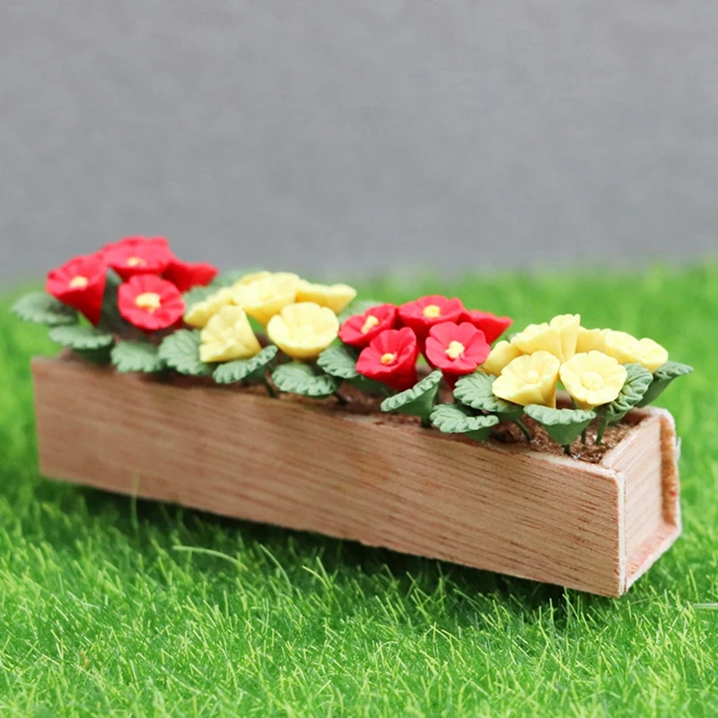 

1:12 миниатюрный кукольный домик с утренней славой в горшке, цветочные кровати, цветок, модель бонсая, садовый декор, аксессуары для кукольного домика