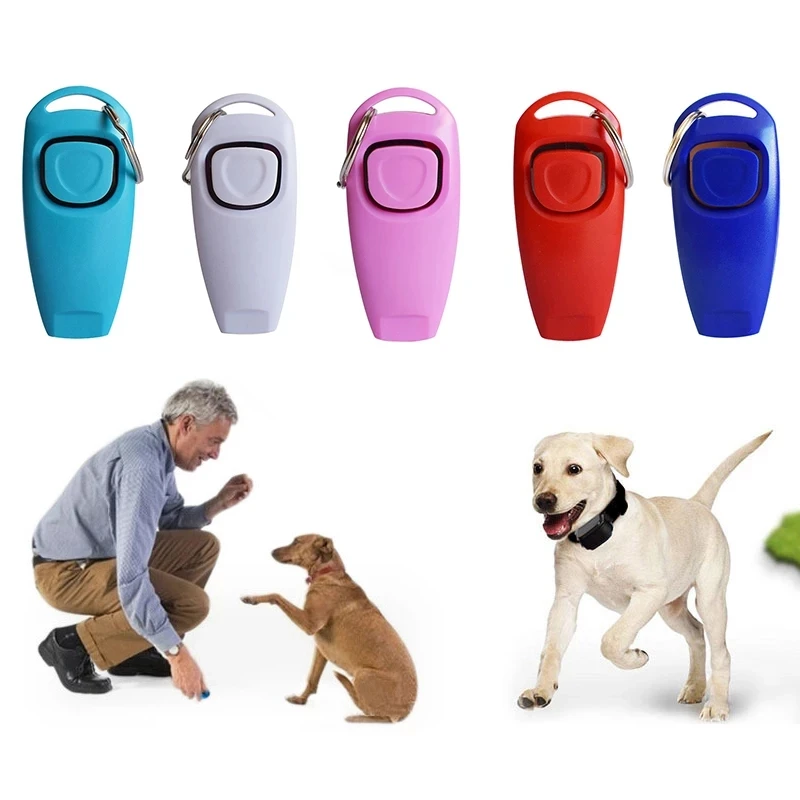 

2 In 1 Dog Training Whistle Clicker Pet Puppy Click Trainer Key Chain Accessories Outdoor Dog Stop Barking Training Aid Tool