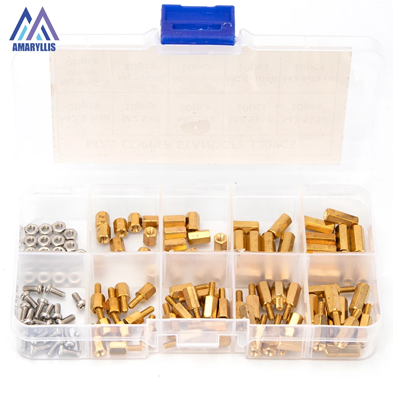 

120PCS M2.5Copper Spacing Screw Male-Female Hex Standoffs Screw Female-Female Spacer Stainless Steel Bolts & Nuts Assortment Kit