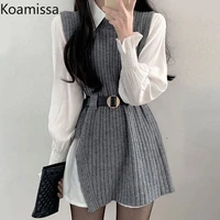 koamissa spring woman knitted shirt dress long sleeves 2022 new arrivals casual loose dresses office lady chic korean vestidos