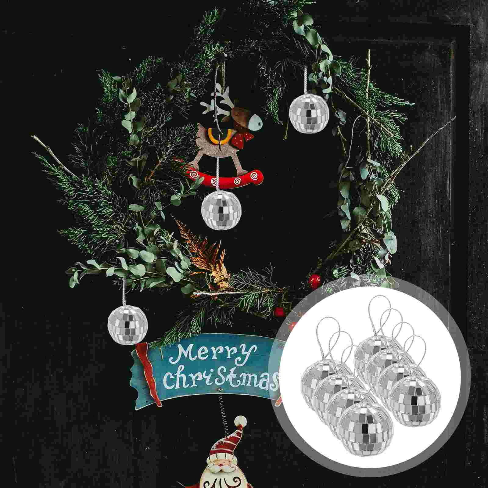 

12 Pcs Dance Party Decorations Disco Mirror Ball Hanging Balls Ornament Reflective Glass Lighting Mirrorball