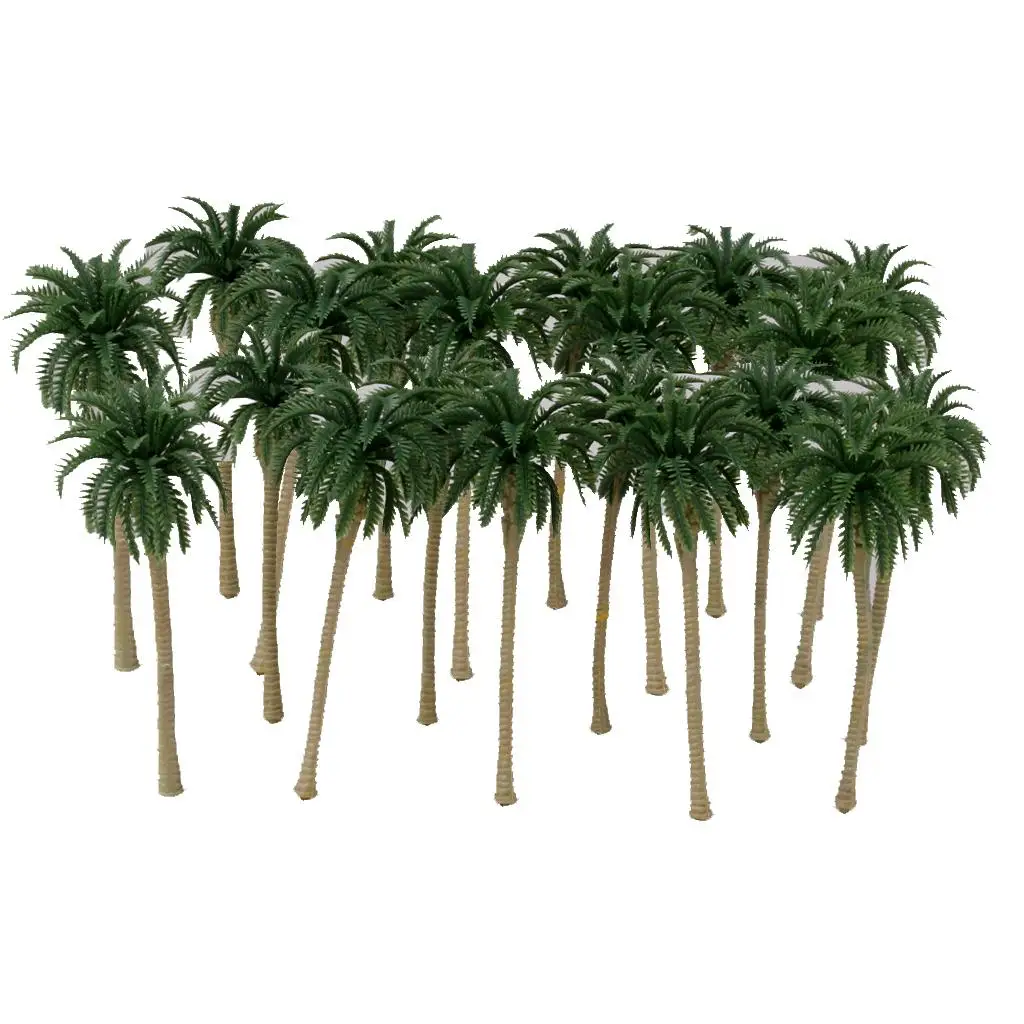 

20Pcs 1/120 Model Coconut Trees for Decor Green 8cm