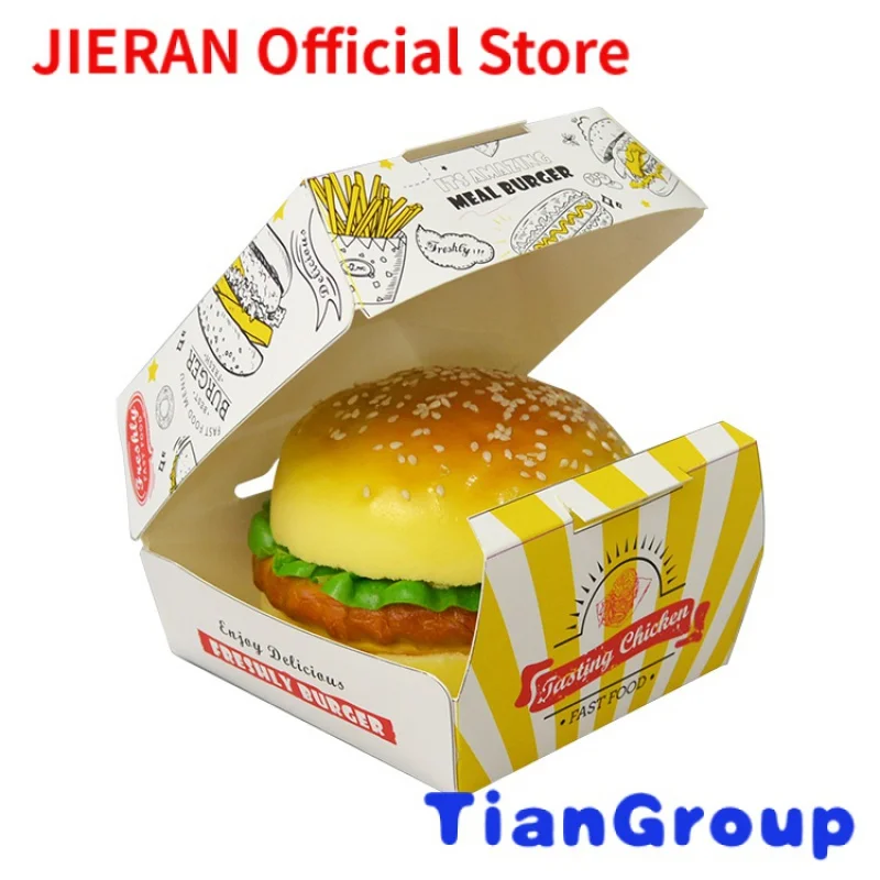 

Custom Printed Recycled Containers Packaging Sushi Fried Chicken Cheese Paper Take Away Food Burger Hamburger Box