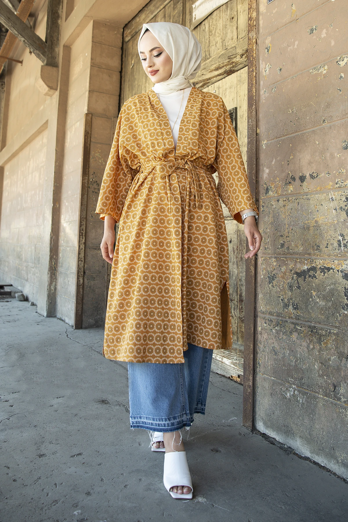 Patterned Kimono MD-Mustard