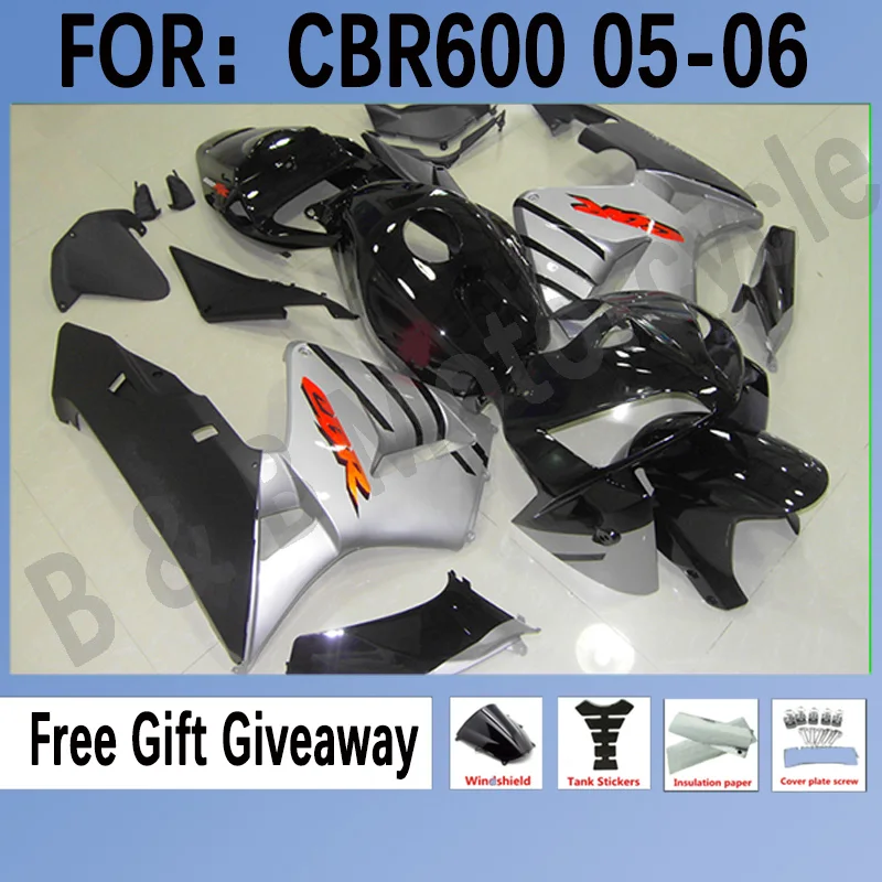 

Новый комплект обтекателей для мотоцикла ABS для HONDA CBR600RR F5 2005 2006 CBR600 RR CBR 600RR 05 06, комплект обтекателей для кузова черного и серебристого цвета