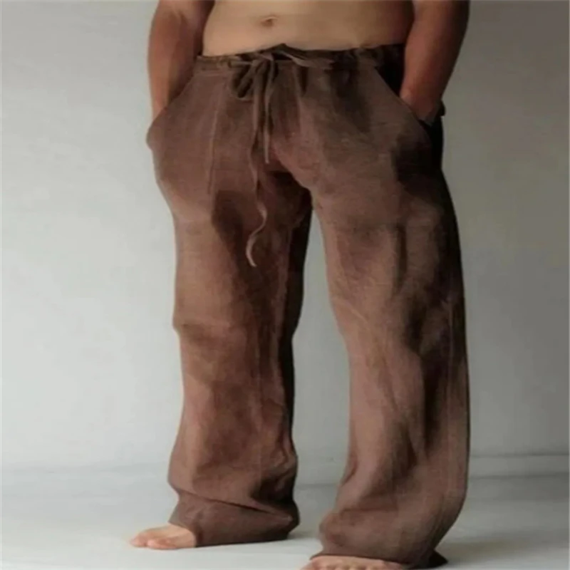 Spring Linen Wide Men Pants Korean Trousers Oversize Cotton Streetwear Male New Yoga Pants Casual Men Clothing Sweatpants