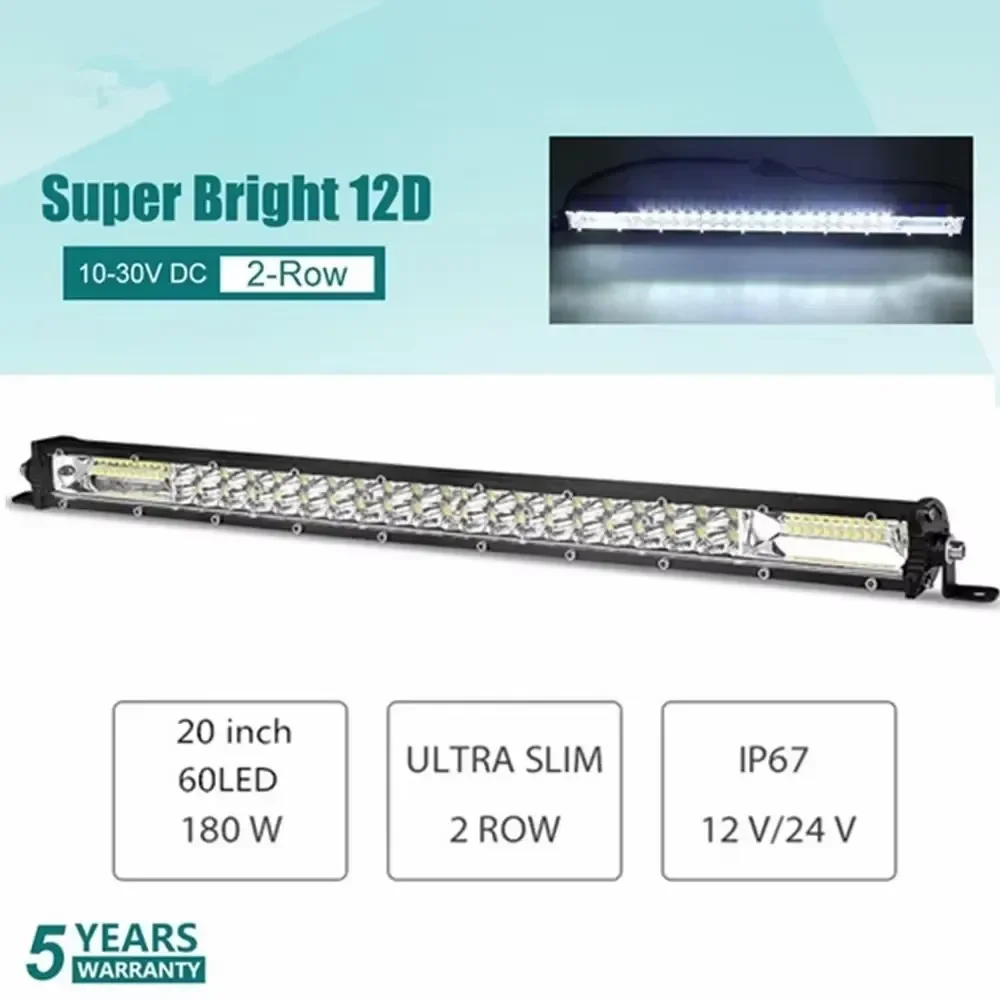 

Супертонкая светодиодная панель 12D 60W 120W 180W Spot Flood Combo Beam для трактора Лодка 4x4 Offroad 4WD Грузовики SUV ATV 12V 24V