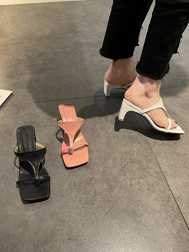 

Women's Shoes Flip-flops Outside Wear Summer 2022 Spring New Thick Heels High Heels Sandals Flip Flops