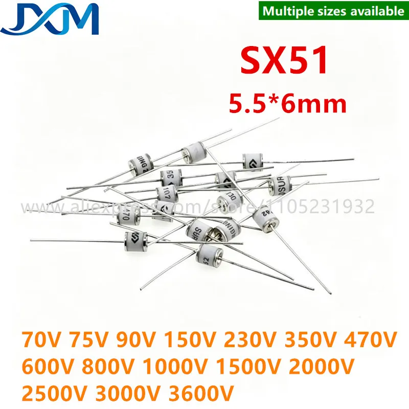Фото 5-20 шт. керамических газоразрядных трубок 2R/B5G/SX51 70В 75В 90В 150В 230В 350В 470В 600В 800В 1000В 1500В 2000В 3000В 3600В 5.5X6мм №1