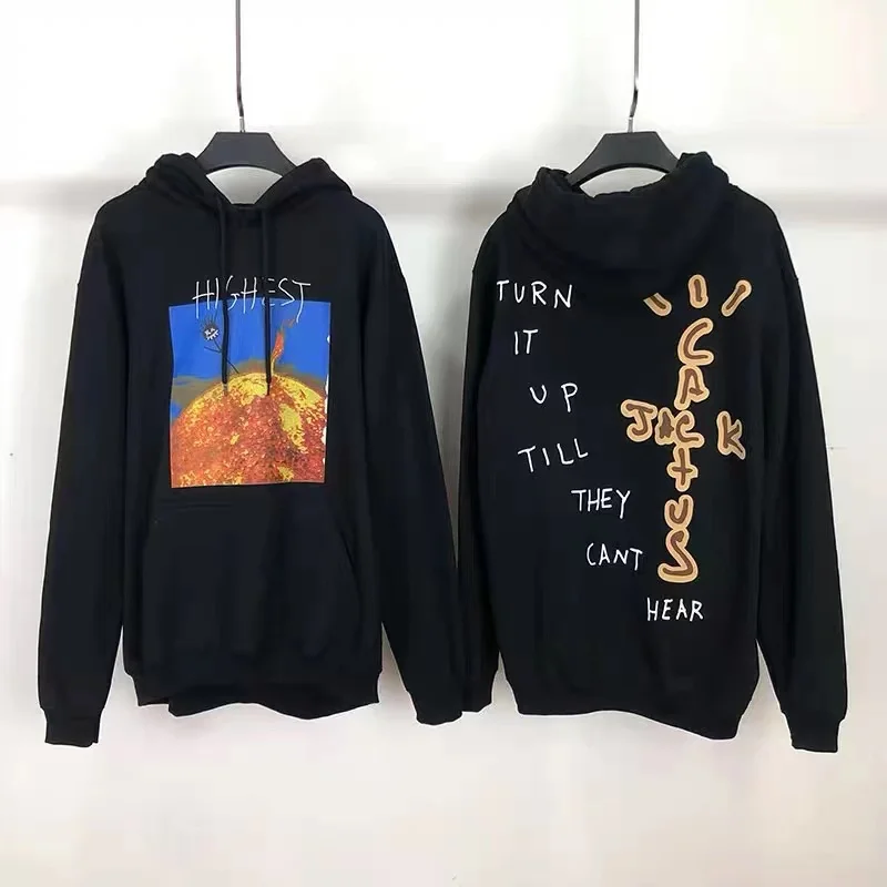 

Travis Scott Sweatshirts Stickman Abstract Letter Foam Print Statement Fleece Hoodie Men Women