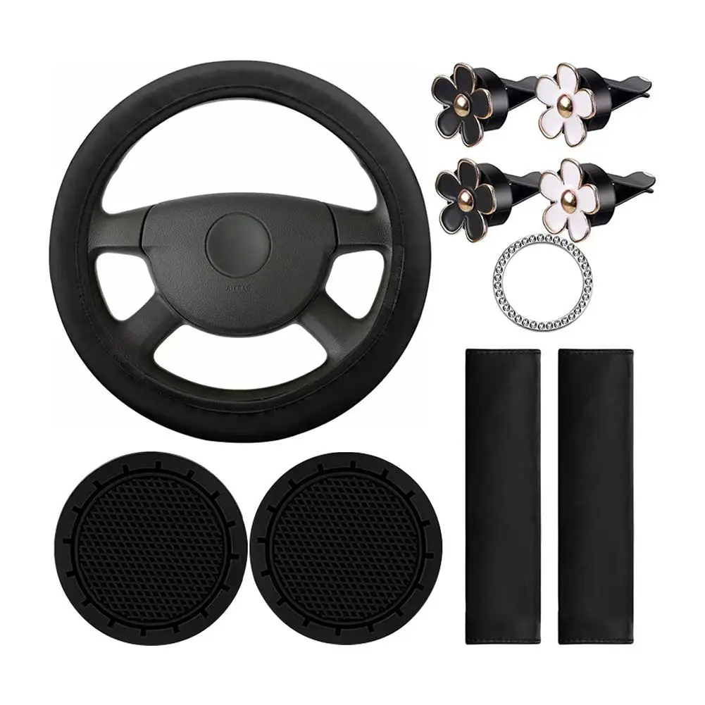 10 шт. кожаный чехол на руль для женщин с ремнем безопасности