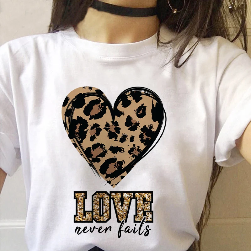 Женская футболка с круглым вырезом Love Модная белая графическим принтом в