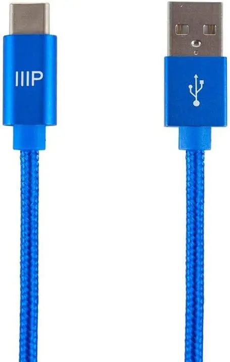 

Cabo USB 2.0 tipo C para carregador e sincronização de nylon trançado \u2013 3 metros \u2013 Azul carregamento rápido até