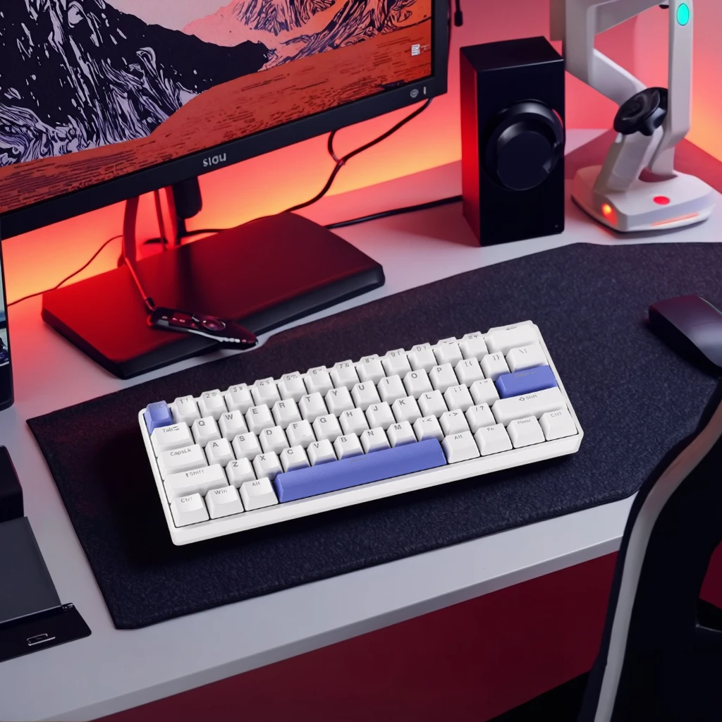 Фото Механическая игровая клавиатура DRUNKDEER G60 с проводным подключением USB Type-C, 62 программируемыми клавишами, RGB-подсветкой, магнитными переключателями RAESA и цифровым блоком №1