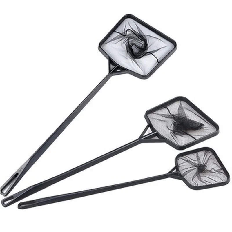 Сетка для ловли рыбы в аквариуме с длинной ручкой и квадратным выловом, портативная, размером 41см х 12см, подходит для маленьких рыб.