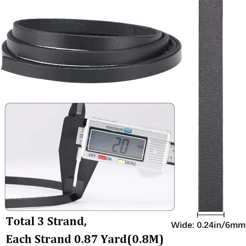 Плоский ремешок из натуральной кожи 3 рулона черные кожаные ремешки толщиной 6 мм