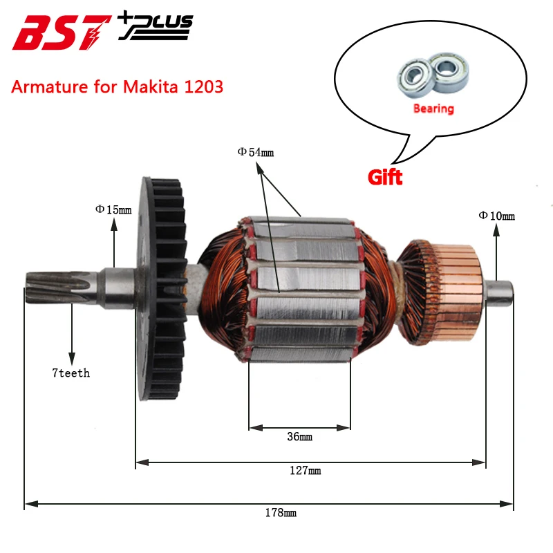 

Якорь аналог Makita НМ12-03С отбойный молоток 1/30 шт ротор/якорь для MAKITA 1203 ELECTRIC BRE