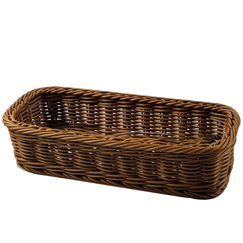 

Container Rattan-like Woven Storage Basket Wooden Utensils Eating Kitchen Pp Multifunctional