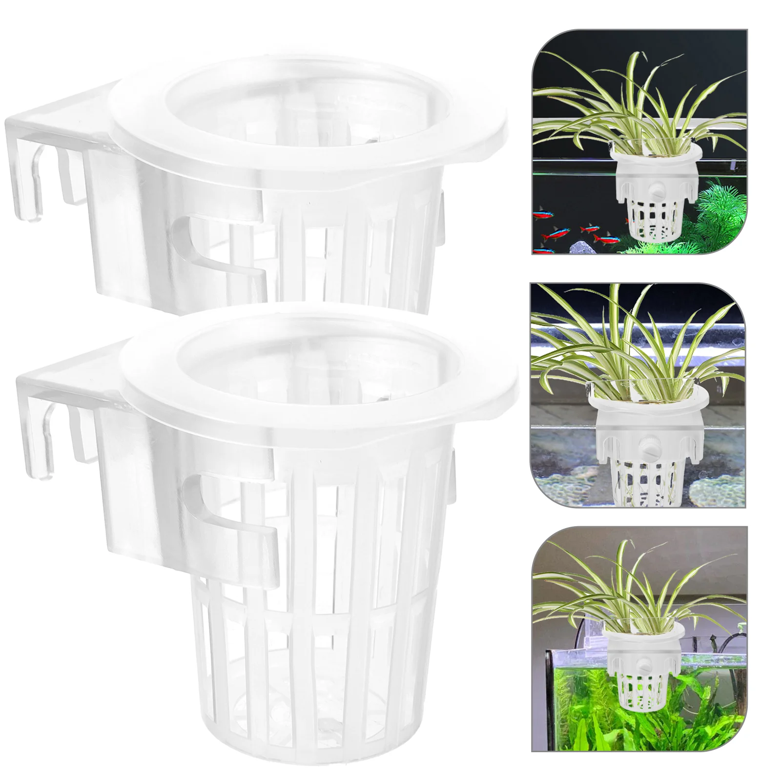 

2 Pcs Planting Basket Hydroponic Pot Garden Net Cups Fish Tank Decor Mesh Hydroponics Decorations Pots Wall-mounted Flower