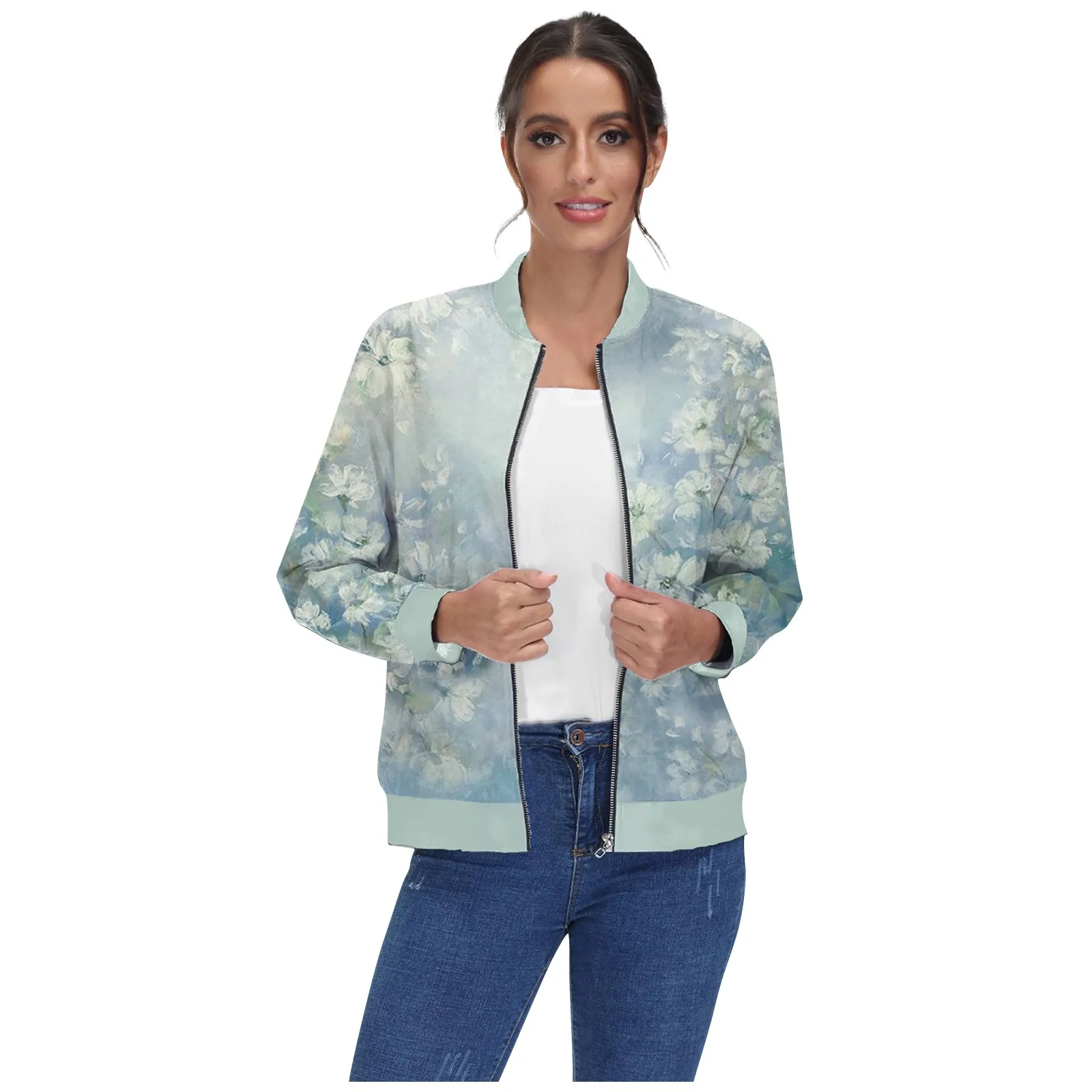 

Women'S Outerwear Print Long Sleeve Casual Zipper Tops Cardigan Shirt Slim Jacket For Women Oversized Hoodies Jackets Coat Hoody