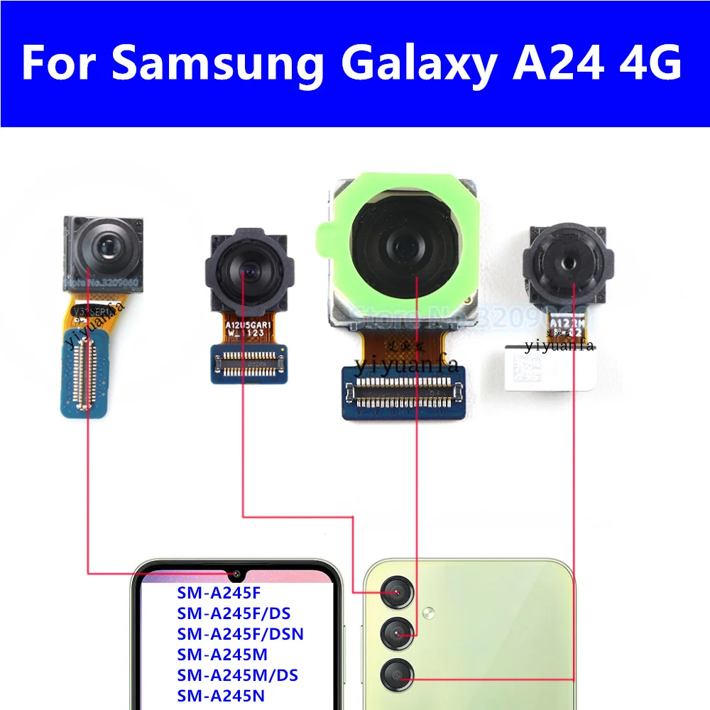 

Front Back Main Camera For Samsung Galaxy A24 4G SM-A245 Frontal Selfie Facing Rear Big Camera Flex Cable Ultrawide Macro
