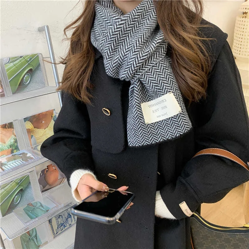 

Scarf Women Luxury Warm In Winter Thickened Fine Wool Knitting Student Lover's Scarf Fashionable and Versatile Neck Scarf Hijab