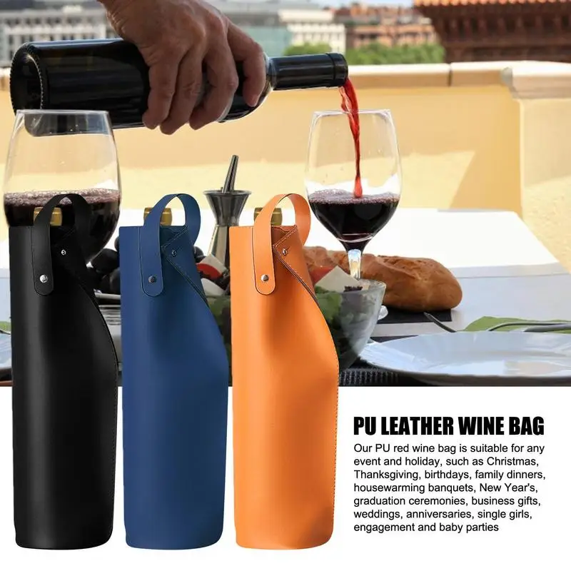 

Luxury PU Leather Wine Bottle Handy Bags Single Wine Bottle Favor Packaging Bags Champagne Wine Bottle Cover Carry Bag