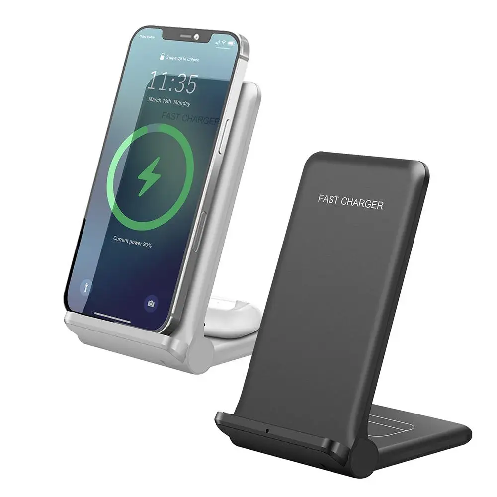 

Durable Foldable Wireless Charger Pad Wide Compatibility Vertical Folding Charger Bracket Qi Fast Charging Portable Two In One