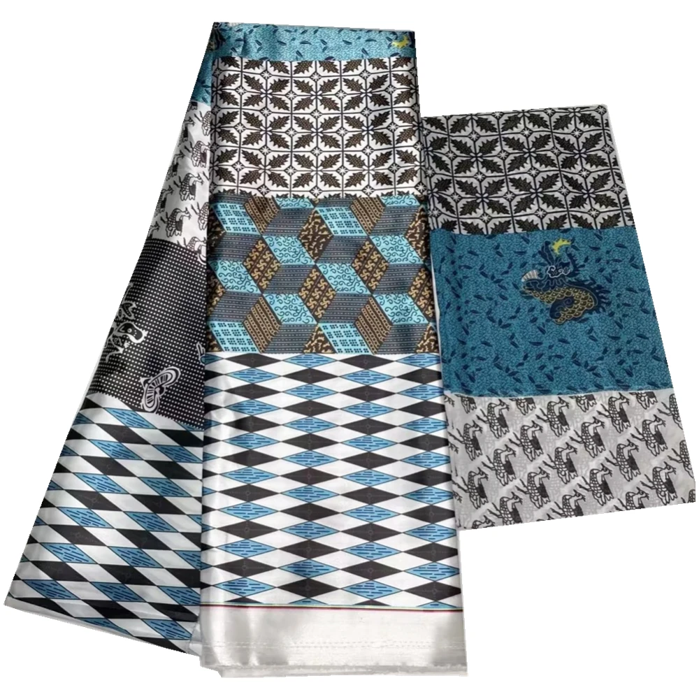 

Африканская шелковая ткань с кружевом из тюля для женского платья, мягкий атласный шелк, нигерийская ткань, 4 + 2 ярда
