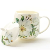 bone china coffee cup spoon set 400ml luxury ceramic mug top grade porcelain tea cup cafe party drinkware