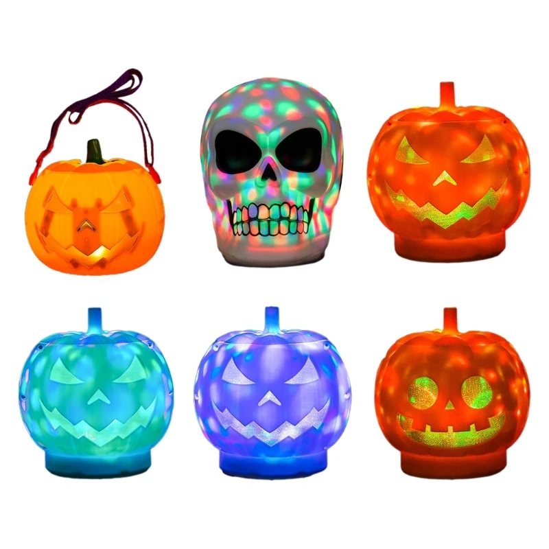 

Halloween Pumpkin Lantern,Handheld Jack-o-Lantern Spinning Skull for Head Lantern