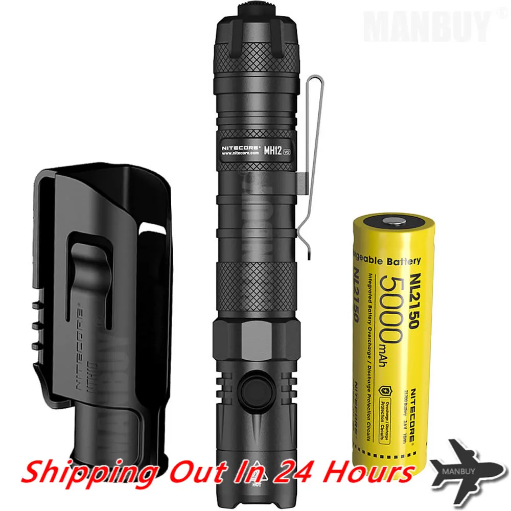 2022 Nitecore Multitask Hybrid MH12v2 With 5000mAh Battery USB-C Rechargeable Flashlight CREE XP-L2 V6 LED 1200LMs Outdoor Torch