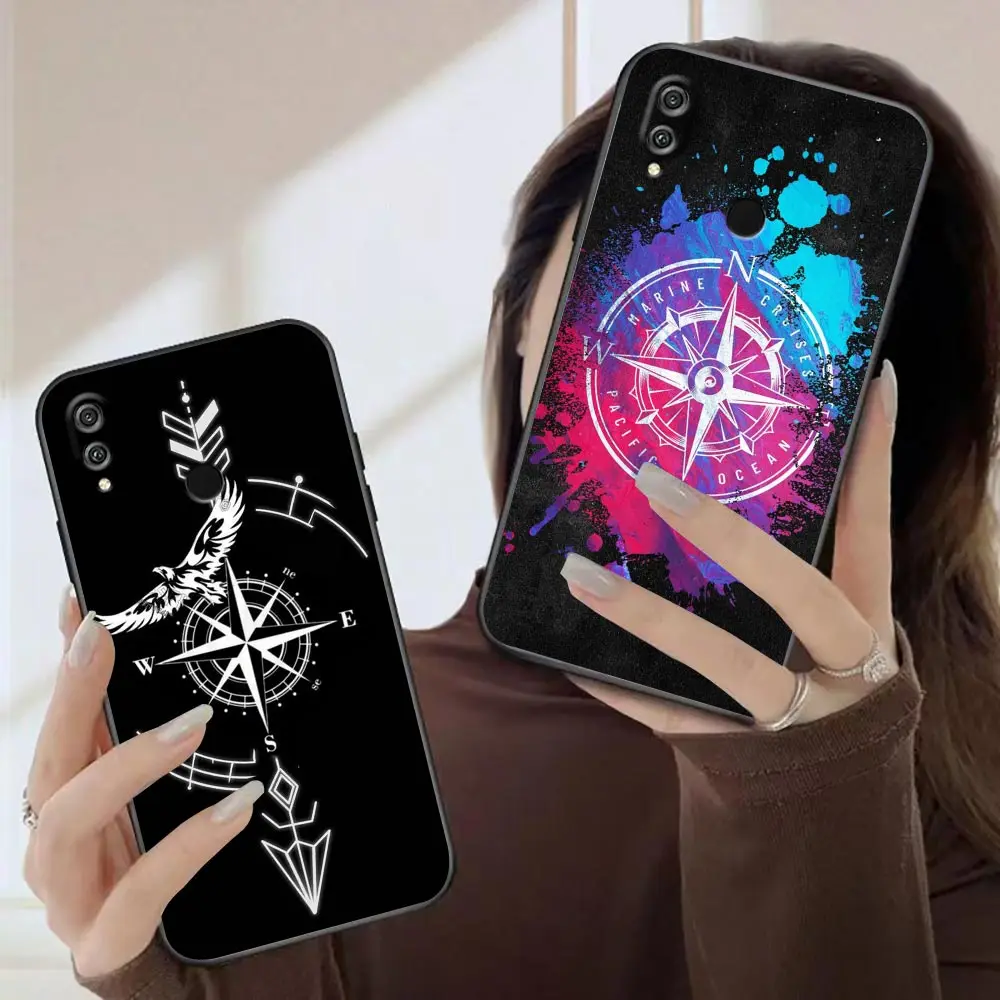 

Case for HUAWEI Nova 8i 9 Y6 Y7 Y9 Y6a Y9a Honor 8X 9X 20 20i 30i 50 60 X8 Pro Plus Lite E 5G TPU Case Marine Navigation Compass