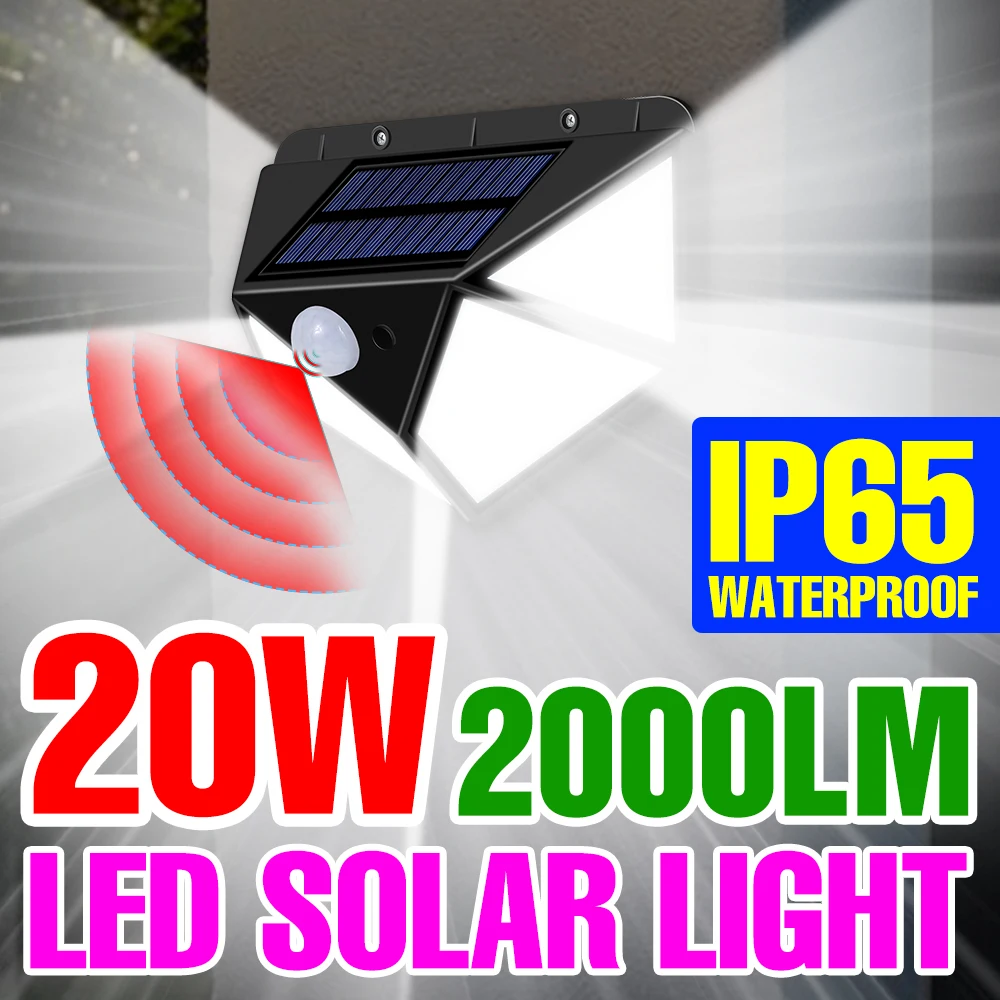 

LED Garden Light Solar 20W LED Solar Light IP65 Waterproof Light Sensing Garden Wall Lamp Home Villa Porch Decoration Lighting