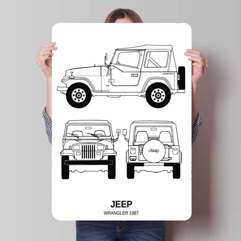 Жестяной знак BNW Jeep Wrangler 1987 автомобильный плакат украшение для спальни