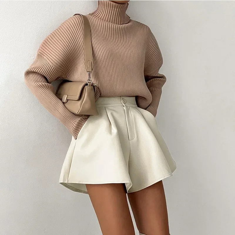 

Women High Waist Shorts Summer Casual Loose A-line Wide Leg Short Pants Fashion Pocket Office Lady Trousers Streetwear Shorts