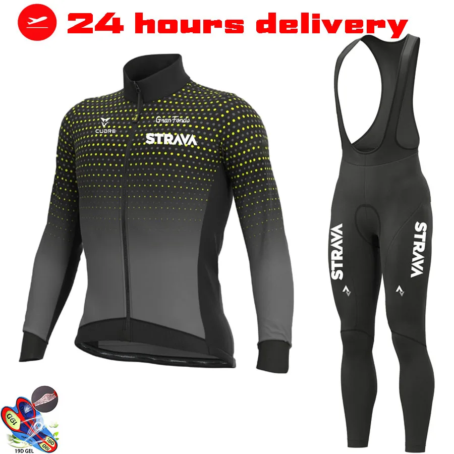 

STRAVA 2022 Men Cycl Sport Long Sleeve Set Mountain Bike Team Cycl Jersey Triathlon Run MTB Bicycle Bib Pant Cycling Clothing
