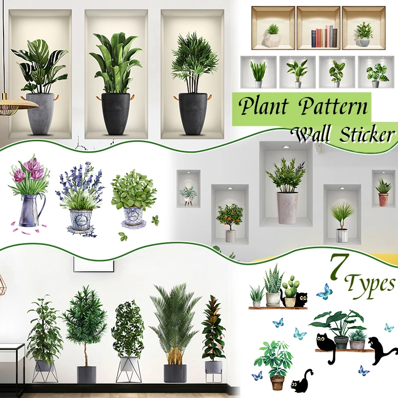 

DIY Stereo Vivid Green Plant Leaves Pattern Wall Sticker Bedroom Bathroom Toilet Decor Living Room Cabinet Self Adhesive Mural
