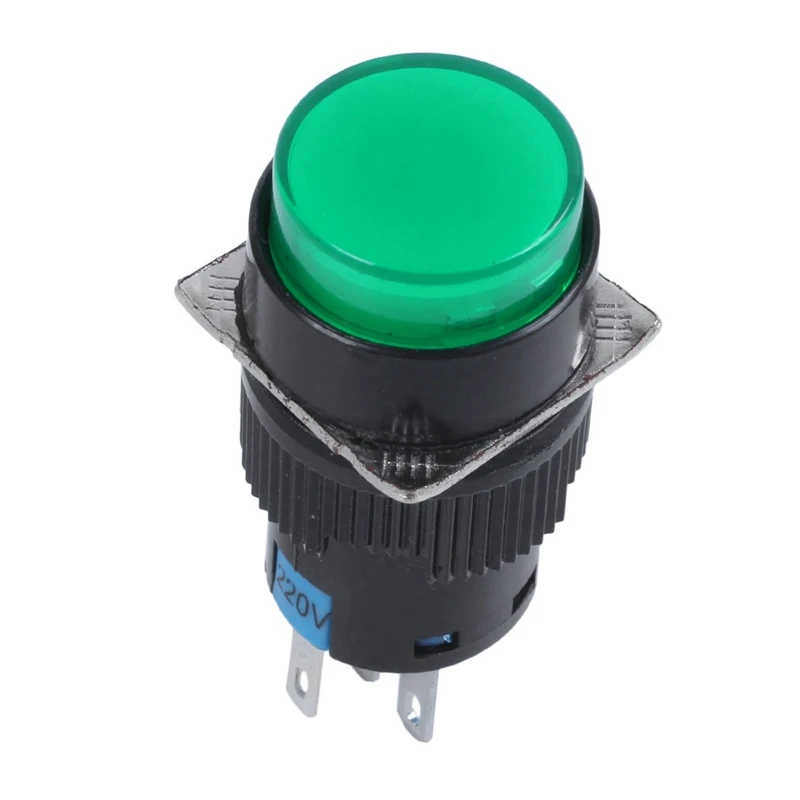 

HOT SALE 20X AC 250V 5A SPDT 1NO 1NC 5 Pins Latching Green Push Button Switch W 220V LED Lamp