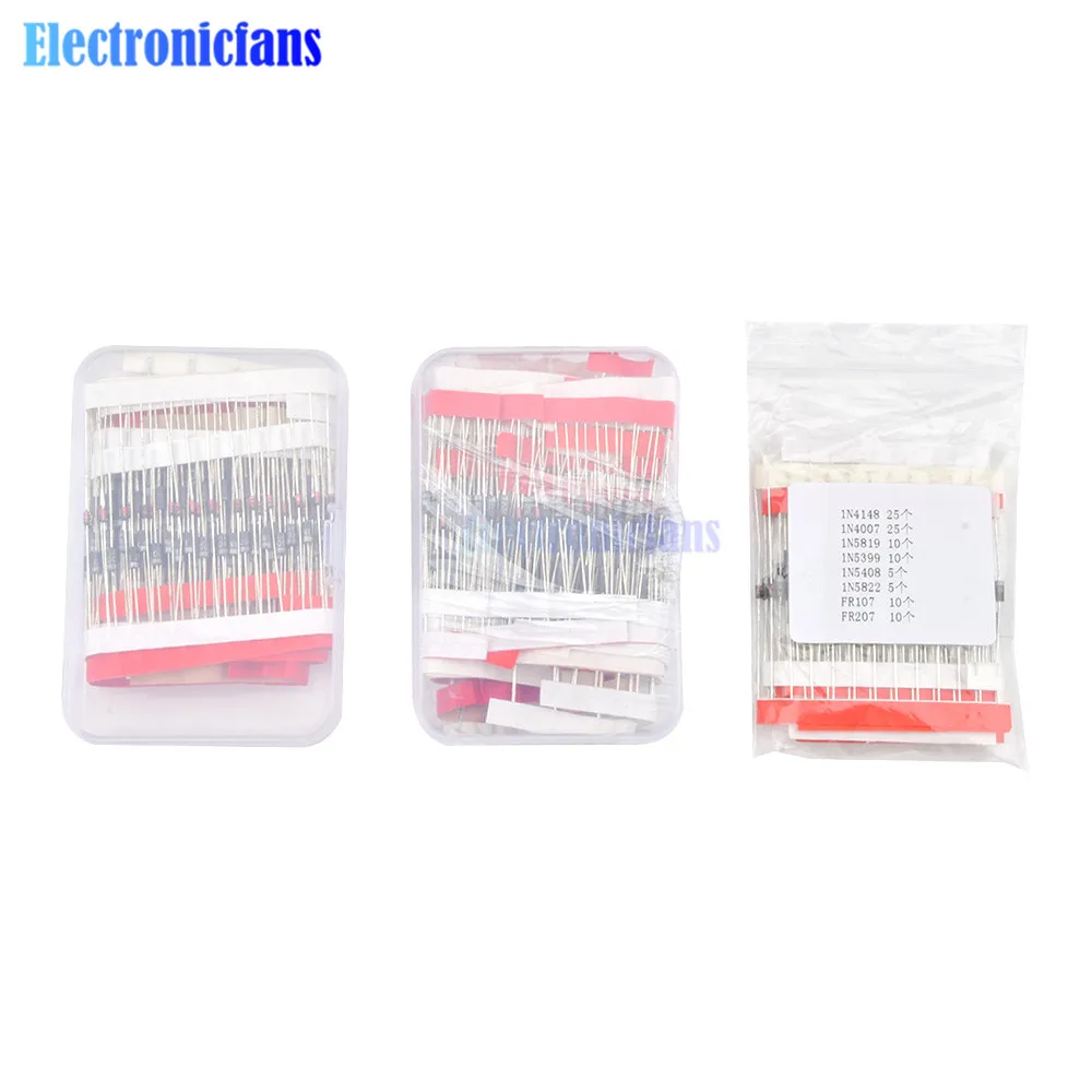 Набор комбинированных диодов IN4001, IN4004 IN4007 IN5404 IN5406 IN5408 IN5822 IN5817 IN5819 IN4148 UF4007 RL207 FR107 FR207