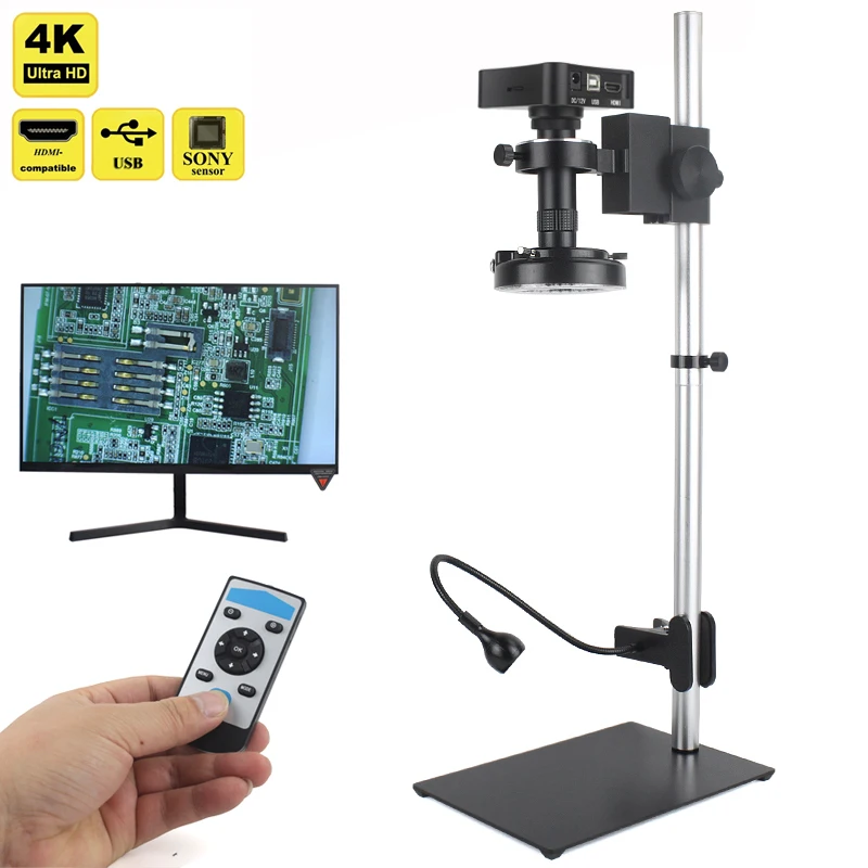 

38MP 4K 1080P HDMI USB Industrial Digital Video Microscope Camera 10-130X Zoom C Mount Lens For Digital Image Acquisition Tools
