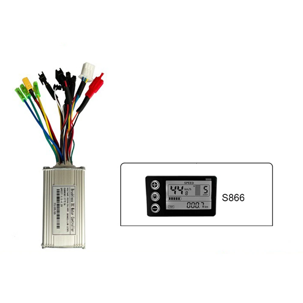 

24-48V 17A 250/350W Sine Wave Controller+S866 Display 6 Pins UART No.2 Protocol Controller For Electric Scooter Ebike