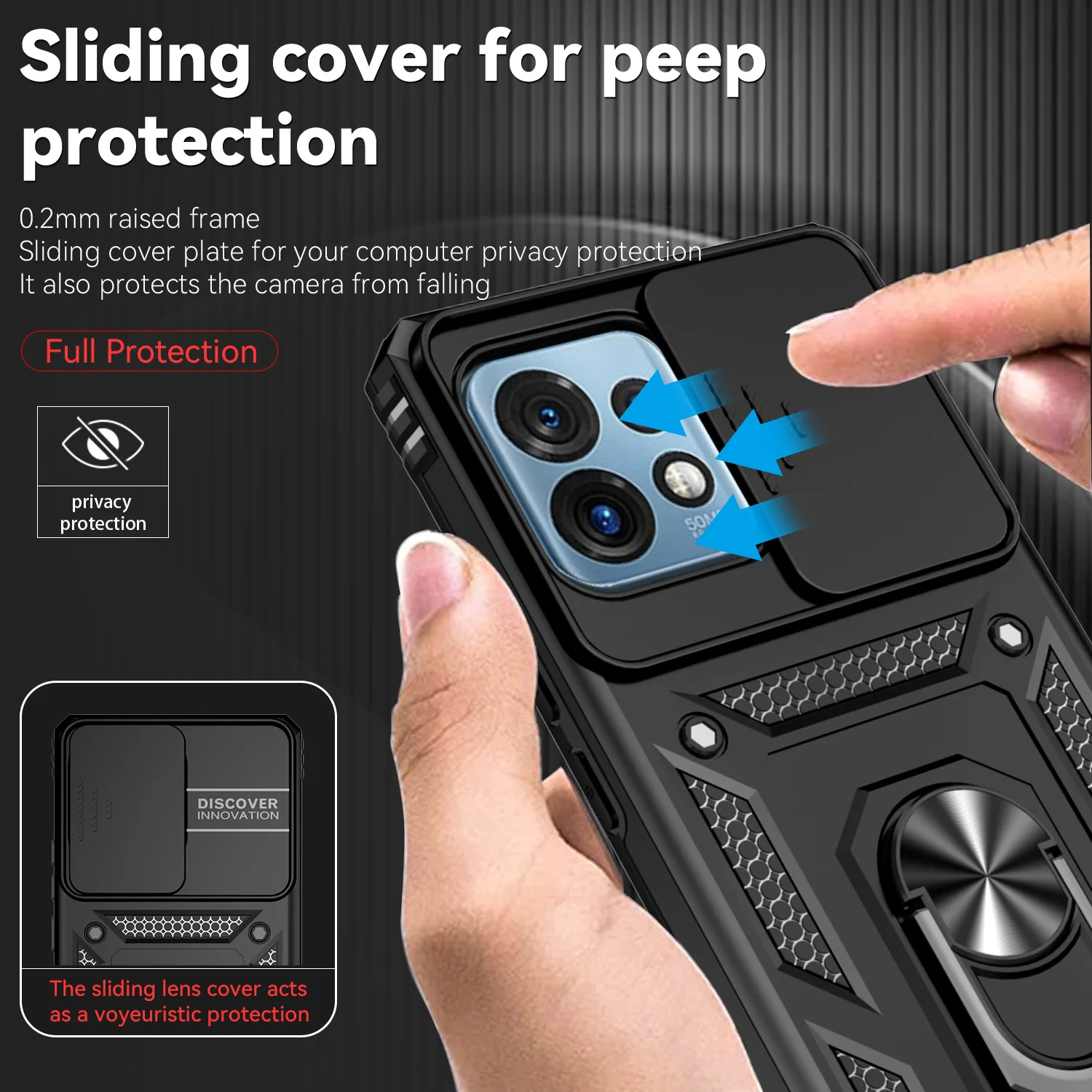 

Slide Camera Case for Motorola X40 Pro X40Pro Car Magnetic Ring Holder Luxury Phone Cover Moto X40 Pro Edge Plus 2023 EdgePlus