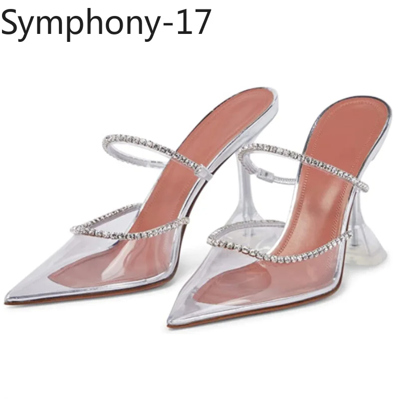 

symphony-17 Transparent PVC Cup Heeled Women Sandals Fashion Stiletto High heels Summmer Shoes Female Pumps Sandals mules heels