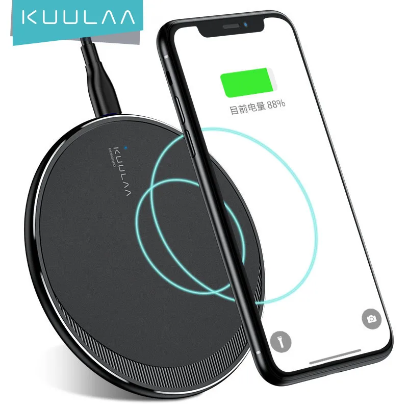 kuulaa qi wireless charger for iphone 13 12 11 pro x xr xs max 10w fast wireless charging for samsung s10 s9 s8 usb charger pad free global shipping