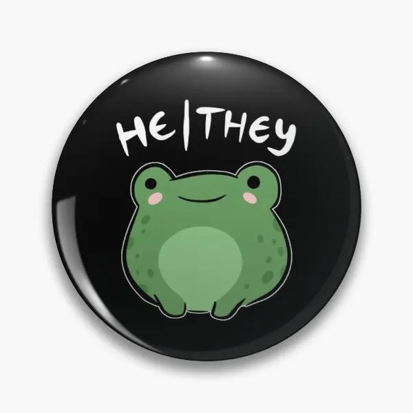 

He They Pronoun Frog Cute Kawaii Aes Customizable Soft Button Pin Fashion Cute Metal Cartoon Lapel Pin Lover Brooch Funny Gift